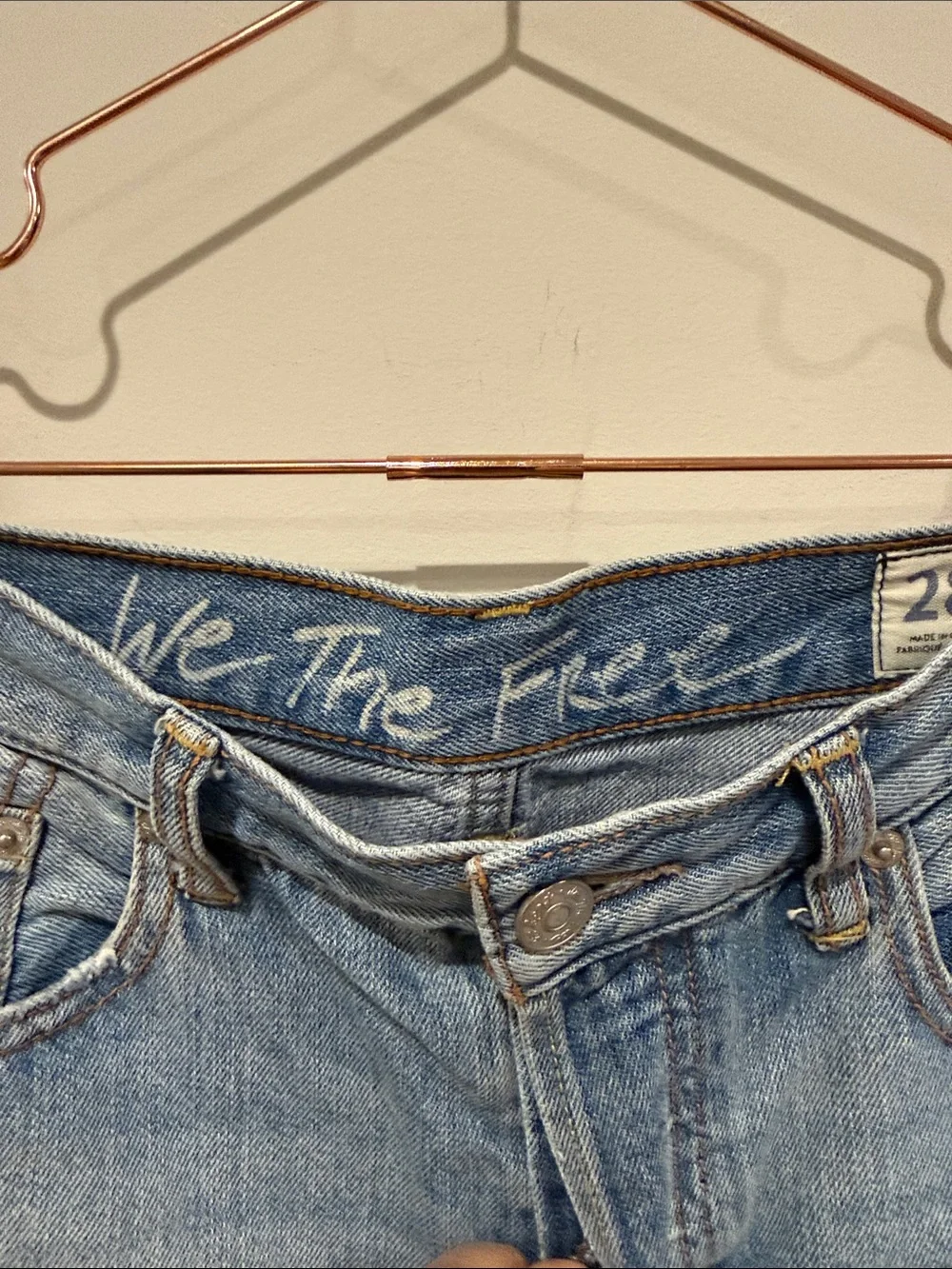 We The Free Light Blue Ripped Denim Shorts